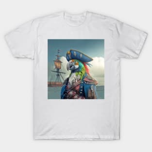 Macaw Parrot Pirate Captain T-Shirt